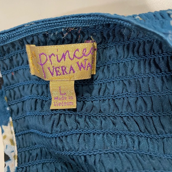 Vera Wang Dress Floral Princess Large Teal - Picture 8 of 13